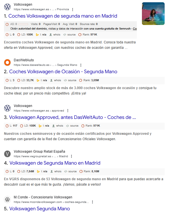 Búsquedas de marca coches Volkswagen