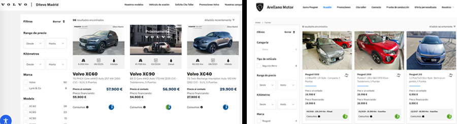 Webs iguales diferentes concesionarios